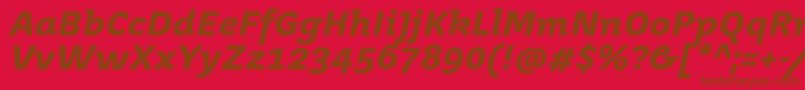 フォントJuvenistextBolditalic – 赤い背景に茶色の文字