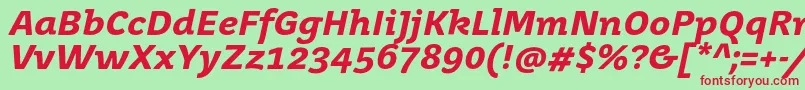 JuvenistextBolditalic Font – Red Fonts on Green Background