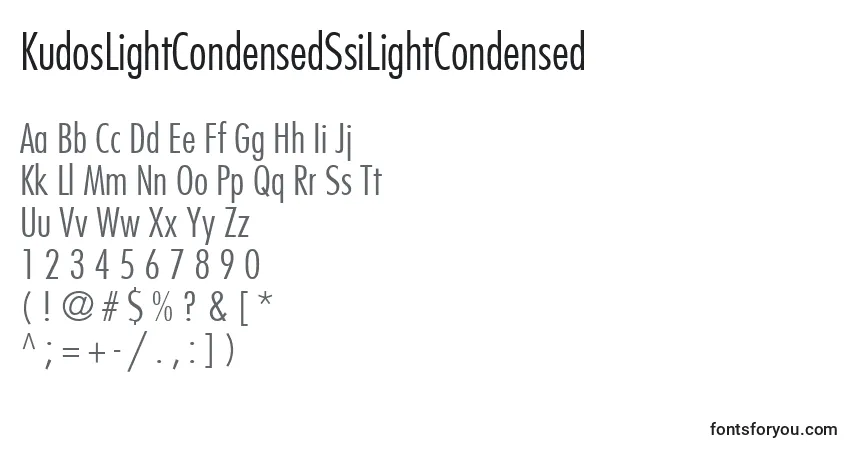 Шрифт KudosLightCondensedSsiLightCondensed – алфавит, цифры, специальные символы
