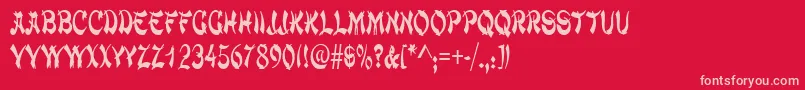 フォントChowmeinnarrowRegular – 赤い背景にピンクのフォント
