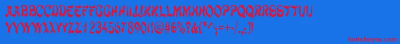 ChowmeinnarrowRegular-Schriftart – Rote Schriften auf blauem Hintergrund