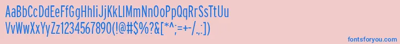 PftransitcompressedLight-Schriftart – Blaue Schriften auf rosa Hintergrund
