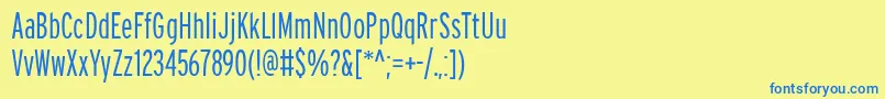 PftransitcompressedLight-Schriftart – Blaue Schriften auf gelbem Hintergrund