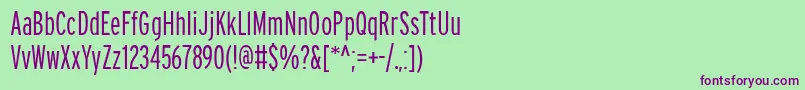 PftransitcompressedLight Font – Purple Fonts on Green Background