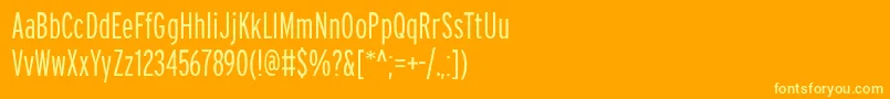 Fonte PftransitcompressedLight – fontes amarelas em um fundo laranja