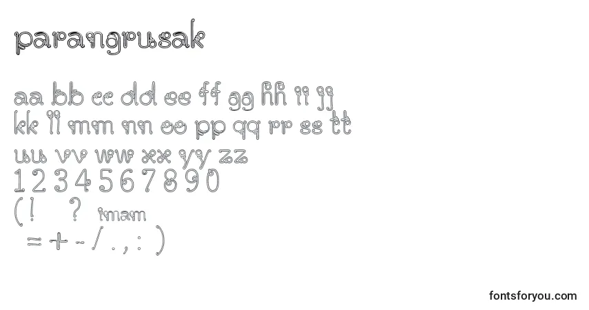 Шрифт Parangrusak – алфавит, цифры, специальные символы