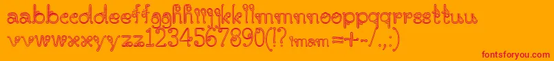 Parangrusak-Schriftart – Rote Schriften auf orangefarbenem Hintergrund