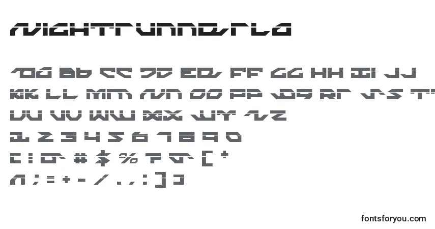 A fonte Nightrunnerla – alfabeto, números, caracteres especiais