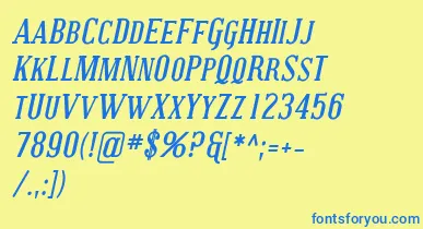 CovingtonScBoldItalic font – Blue Fonts On Yellow Background