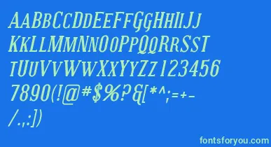 CovingtonScBoldItalic font – Green Fonts On Blue Background