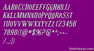 CovingtonScBoldItalic font – Green Fonts On Purple Background
