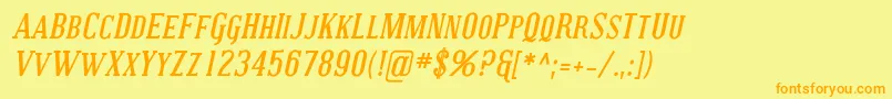 CovingtonScBoldItalic Font – Orange Fonts on Yellow Background