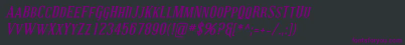 Czcionka CovingtonScBoldItalic – fioletowe czcionki na czarnym tle