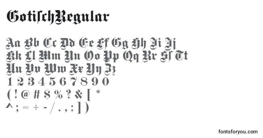 Czcionka GotischRegular – alfabet, cyfry, specjalne znaki