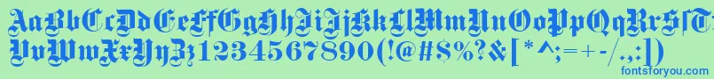 GotischRegular Font – Blue Fonts on Green Background