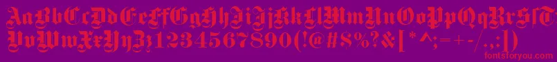 GotischRegular-Schriftart – Rote Schriften auf violettem Hintergrund