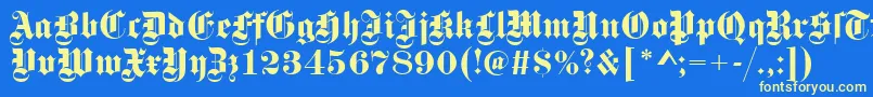 Fonte GotischRegular – fontes amarelas em um fundo azul