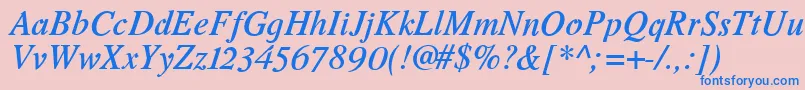 フォントRomandeadfstdDemibolditalic – ピンクの背景に青い文字