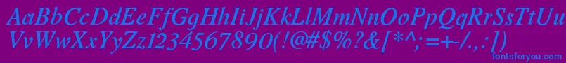 RomandeadfstdDemibolditalic Font – Blue Fonts on Purple Background