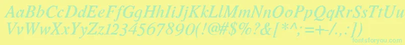 RomandeadfstdDemibolditalic Font – Green Fonts on Yellow Background