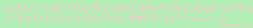 RomandeadfstdDemibolditalic Font – Pink Fonts on Green Background