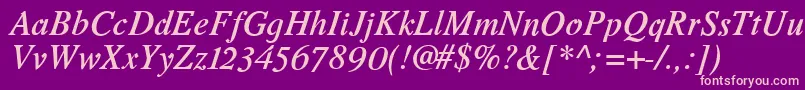 RomandeadfstdDemibolditalic Font – Pink Fonts on Purple Background