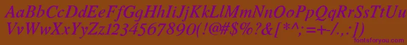 RomandeadfstdDemibolditalic Font – Purple Fonts on Brown Background