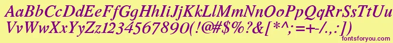 RomandeadfstdDemibolditalic Font – Purple Fonts on Yellow Background