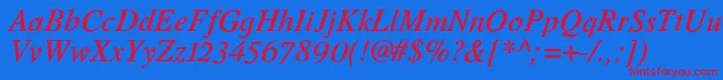 RomandeadfstdDemibolditalic Font – Red Fonts on Blue Background