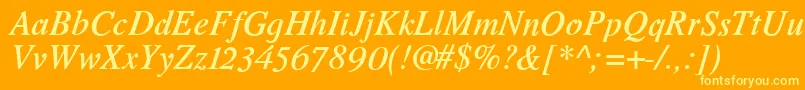 RomandeadfstdDemibolditalic Font – Yellow Fonts on Orange Background