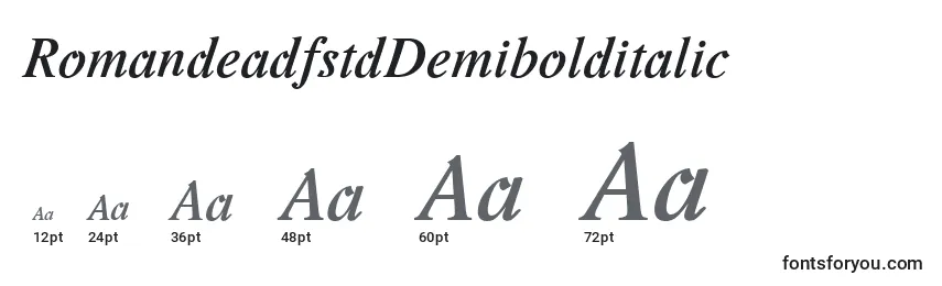 Размеры шрифта RomandeadfstdDemibolditalic (80768)
