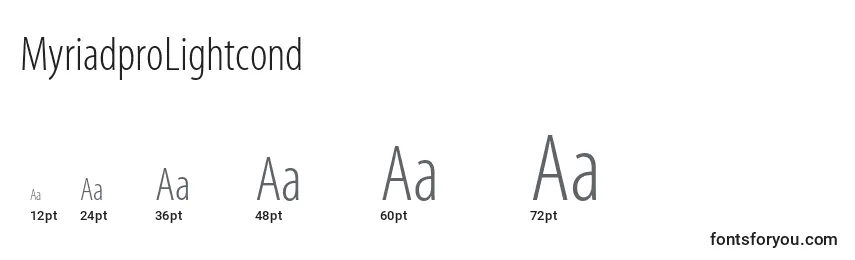 MyriadproLightcond Font Sizes
