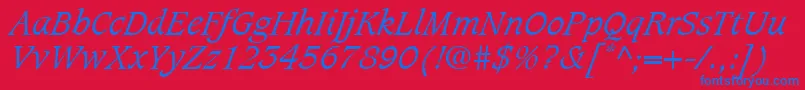 CaxtonLtLightItalic Font – Blue Fonts on Red Background