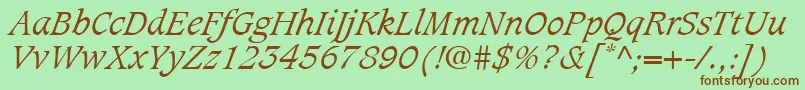 フォントCaxtonLtLightItalic – 緑の背景に茶色のフォント