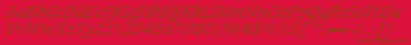 Подробнее о шрифте CaxtonLtLightItalic Шрифт CaxtonLtLightItalic – коричневые шрифты на красном фоне