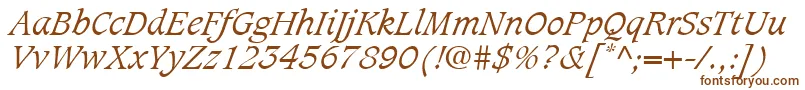 CaxtonLtLightItalic-Schriftart – Braune Schriften auf weißem Hintergrund