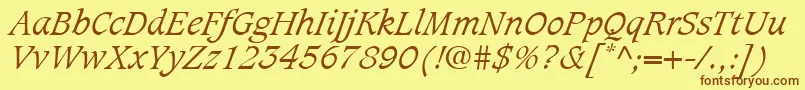 CaxtonLtLightItalic Font – Brown Fonts on Yellow Background