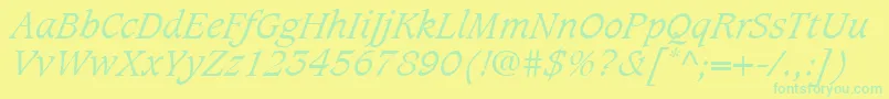 Шрифт CaxtonLtLightItalic – зелёные шрифты на жёлтом фоне