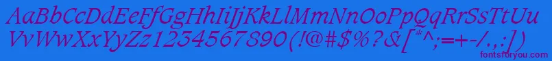 CaxtonLtLightItalic Font – Purple Fonts on Blue Background