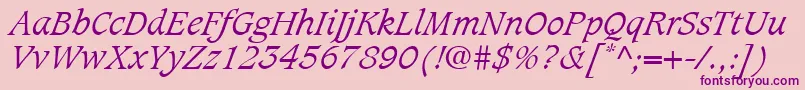 CaxtonLtLightItalic Font – Purple Fonts on Pink Background