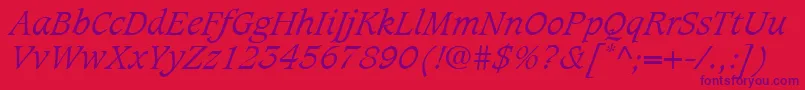 CaxtonLtLightItalic Font – Purple Fonts on Red Background