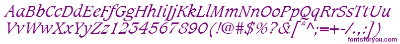 CaxtonLtLightItalic-fontti – violetit fontit valkoisella taustalla