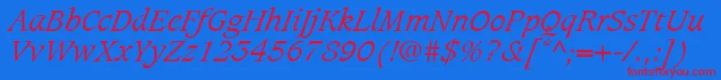 Police CaxtonLtLightItalic – polices rouges sur fond bleu