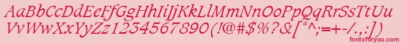 CaxtonLtLightItalic Font – Red Fonts on Pink Background