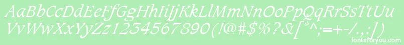 フォントCaxtonLtLightItalic – 緑の背景に白い文字