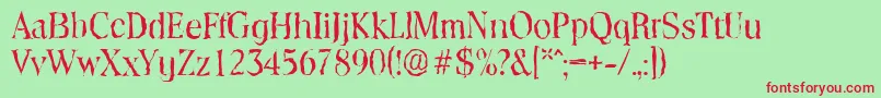 ToledorandomRegular Font – Red Fonts on Green Background