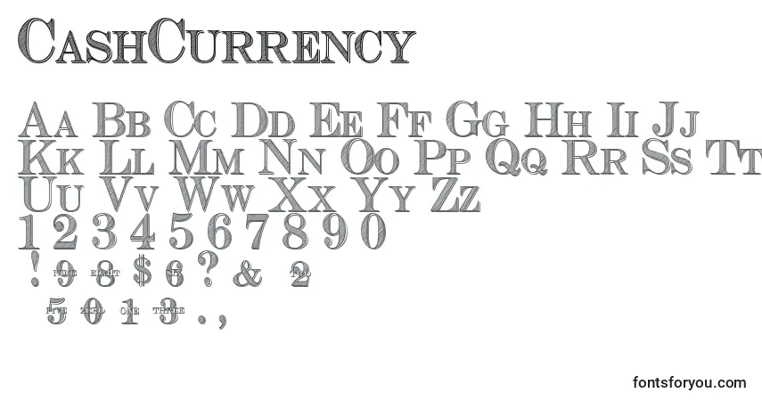 Fuente CashCurrency - alfabeto, números, caracteres especiales