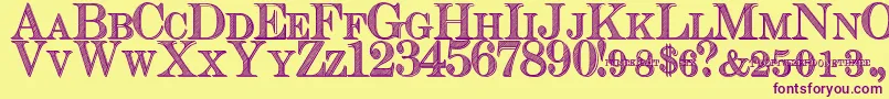 CashCurrency Font – Purple Fonts on Yellow Background