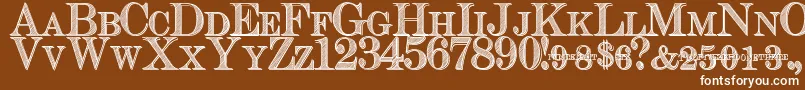 フォントCashCurrency – 茶色の背景に白い文字