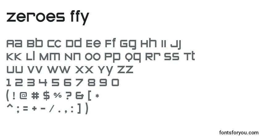 Zeroes ffy-fontti – aakkoset, numerot, erikoismerkit